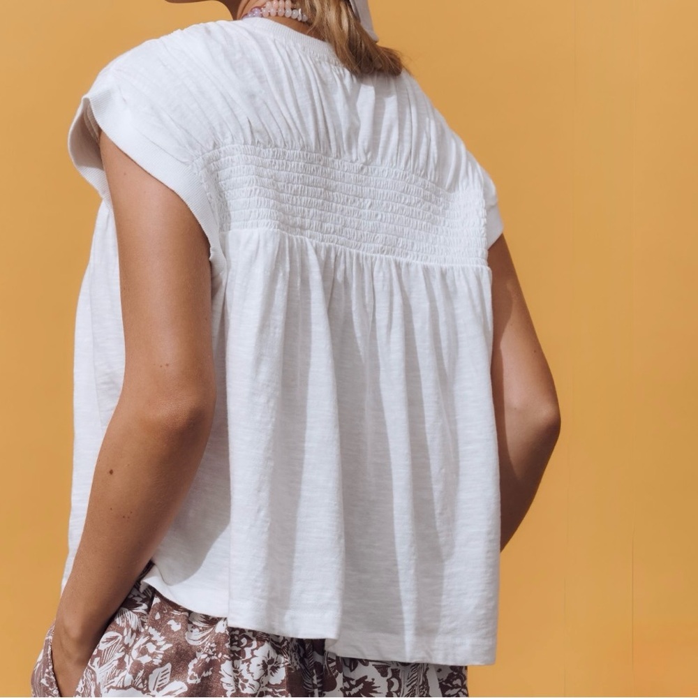 By Anthropologie Smocked Yoke Top - Picture 2 of 3